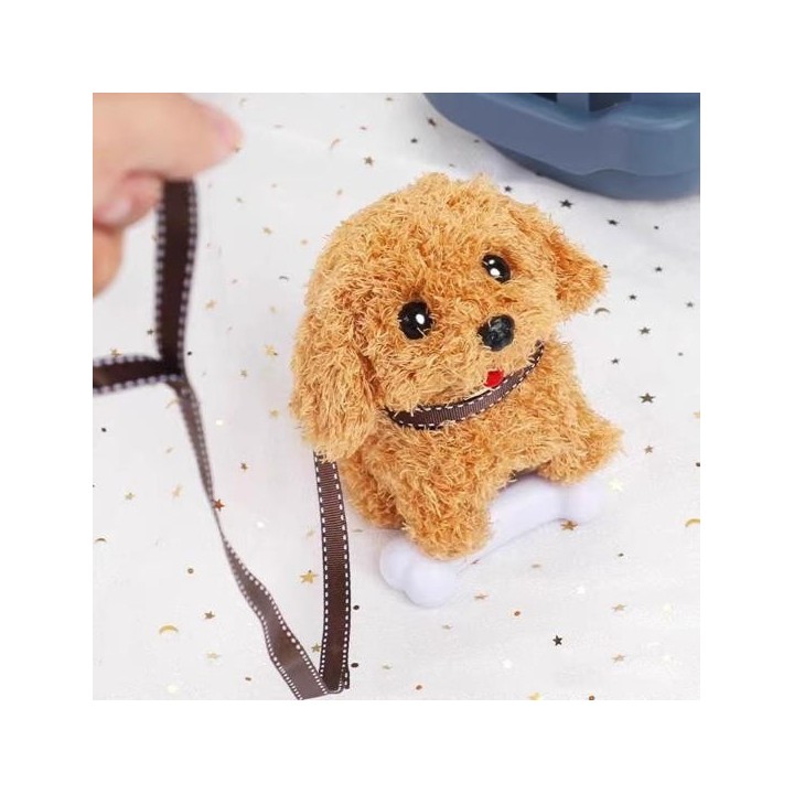 Elektrisches Plüsch-Hundespielzeug für Babys, Bauchlage, interaktives Bellen, wedelnder Schwanz, gehendes Welpenspielzeug, Fr