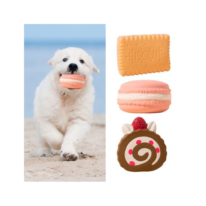 Hunde-Kauspielzeug, integrierter Keks-Kuchen-Quietscher, Simulationsspielzeug, Übung, bissfestes Latex-Training, interaktives