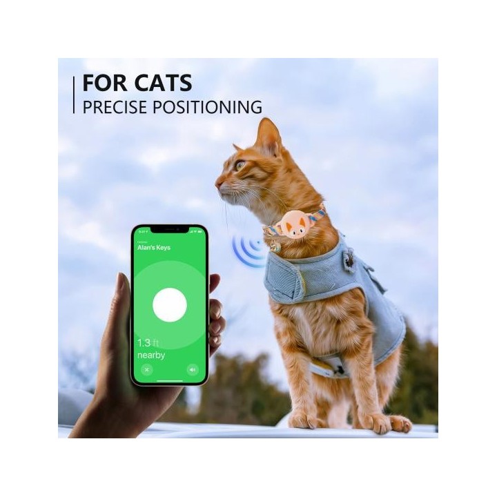 Trackerhalter Haustierhalsband mit Glöckchen, verstellbar, reflektierendes Hunde-/Katzenhalsband mit AirTag-Hülle, GPS-Finder