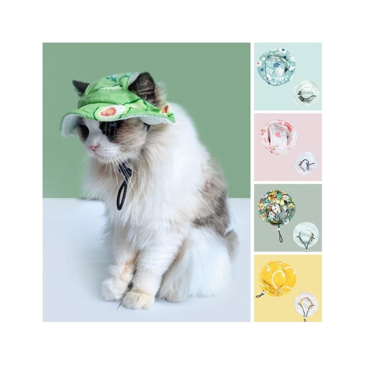 Haustiermütze mit Ohrlöchern, weicher, atmungsaktiver Katzenhut mit verstellbarem Riemen, Sonnenblende für den Sommer im Frei