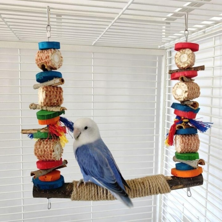Colorful Wear resistant Wood Bird Swing Parrot Cage Toy Parakeet Chew Toy Parrot Climbing Ladder bunt