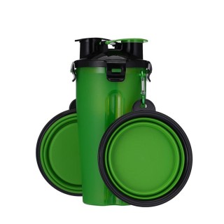 Zweikammer-Wasserbecher, Lebensmittelzweck, tragbare Flasche, Haustier, Outdoor-Trink-Snack-Feeder-Behälter, Hund, Katze, Tel