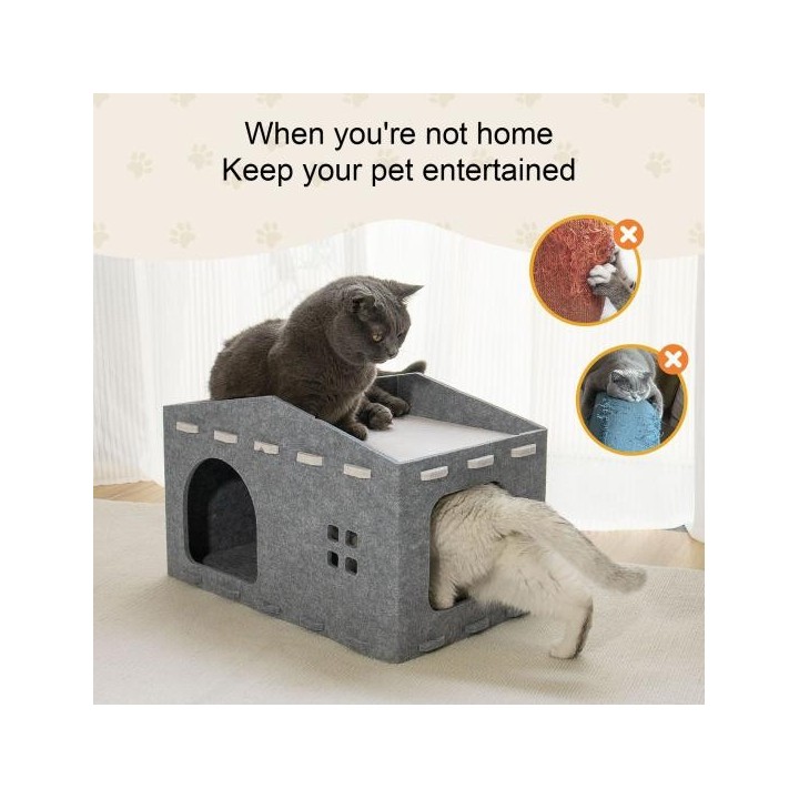 Katzenbett, großes Katzenhöhlennest, Haustierhaus, Filz, Katzenspielplatz, Ruheraum, Haustier-Eigentumswohnung, Versteckwürfe