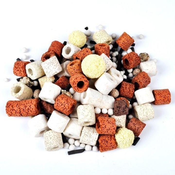 500 g 10-in-1-Filtermedium für Aquarien: Keramikringe, Bakterienhaus, Aktivkohle, Vulkangestein zur Wasserreinigung. Coral St