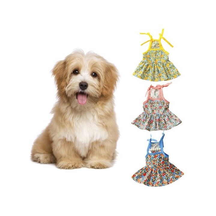 Haustierkleid mit Blumenmuster, atmungsaktiv, hautfreundlich, fusselfrei, waschbar, zeigt einzigartigen Charme L rosa