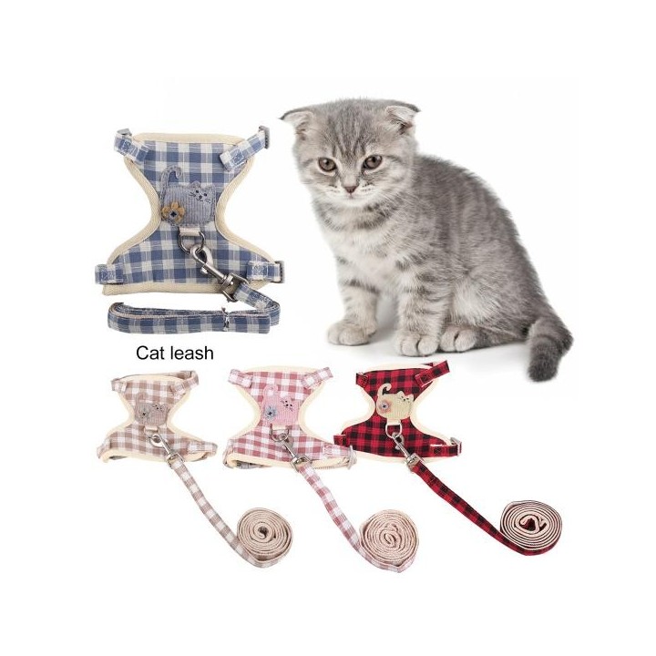 1 Set Katze Harness Drei-dimensional Muster Schnalle Einstellung Cartoon Bequem Brechen Freies Kleid Up S wein rot