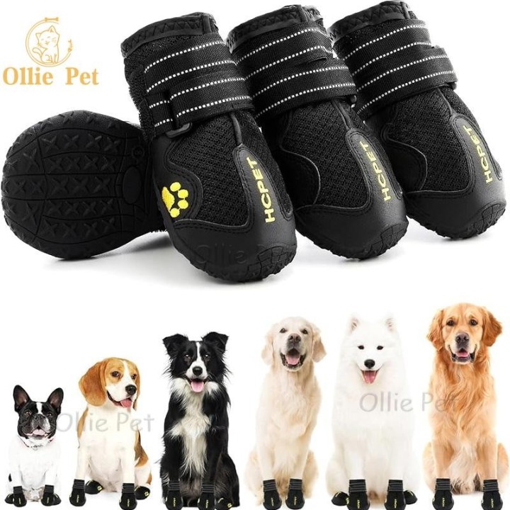 Hundeschuhe, wasserdicht, rutschfeste Regenstiefel aus Silikon, reflektierend, für kleine und große Hunde, Sport, Outdoor-Tra