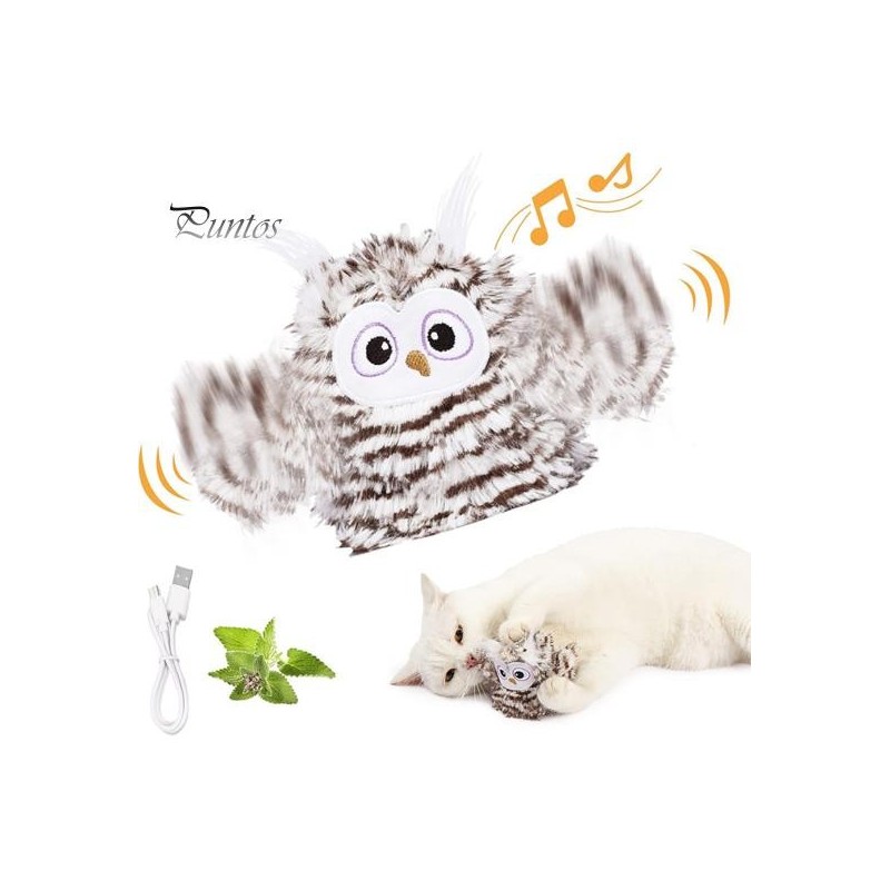 Katzenspielzeug „Vogel mit flatternden Flügeln“, berührungsaktivierter, interaktiver Zwitschervogel mit lebensechter Geräusch