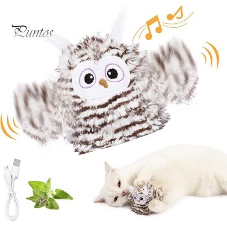 Katzenspielzeug „Vogel mit flatternden Flügeln“, berührungsaktivierter, interaktiver Zwitschervogel mit lebensechter Geräusch