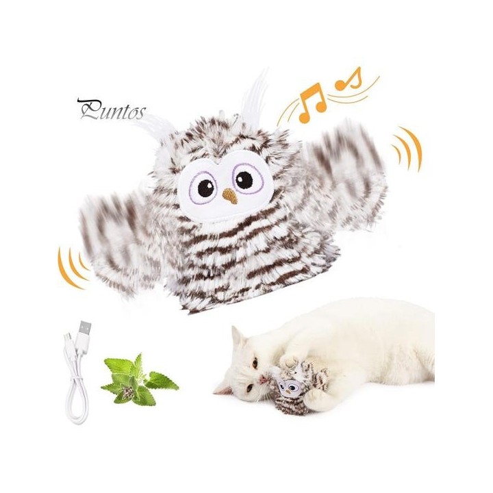 Katzenspielzeug „Vogel mit flatternden Flügeln“, berührungsaktivierter, interaktiver Zwitschervogel mit lebensechter Geräusch