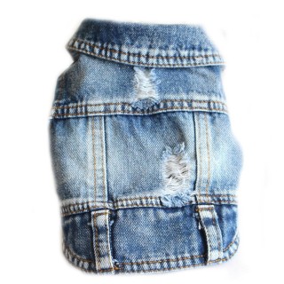 Jeansweste, Jacke, T-Shirt, süße Welpenkleidung, bequeme, coole Kleidung für kleine Hunde L blau