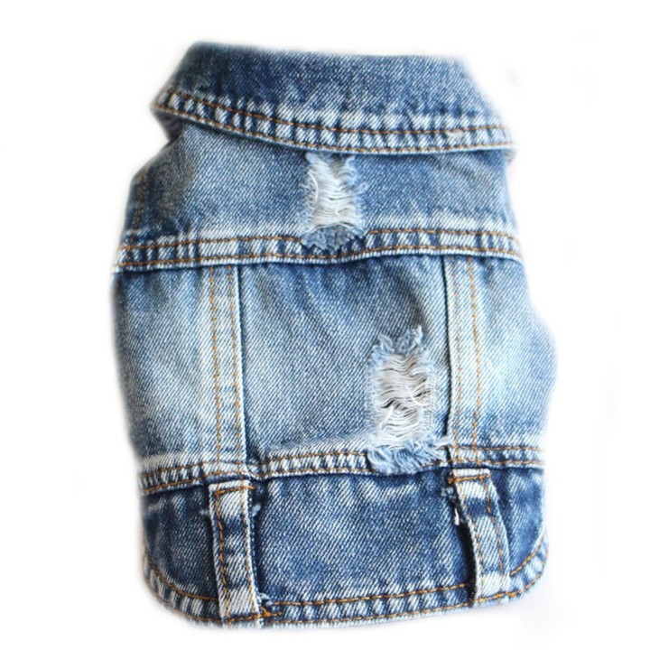 Jeansweste, Jacke, T-Shirt, süße Welpenkleidung, bequeme, coole Kleidung für kleine Hunde L blau