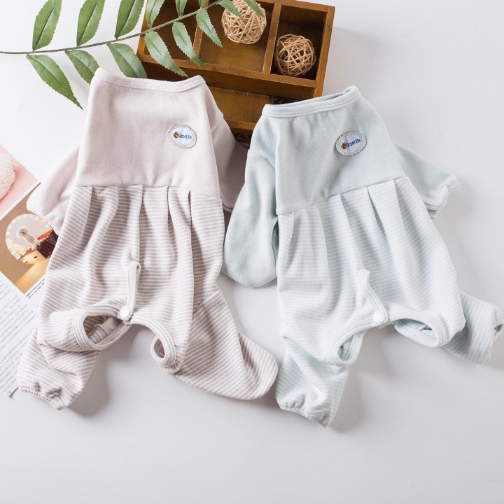 Gestreifter Overall für Herbst und Winter, Nachtwäsche für Hunde, Kleidung für vierbeinige Hunde, Teddybär, Pommerscher Overa