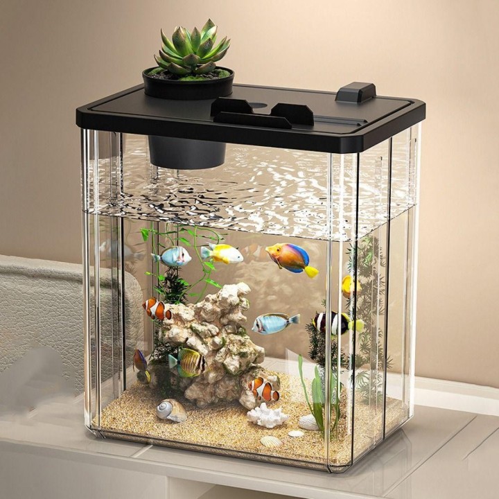Abnehmbare Betta Fisch Betrachtung Box Kunststoff Hydrokultur Pflanzer Fisch Tank Für Home Office weiß