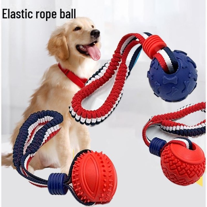 Grenzüberschreitendes Haustierspielzeug: Rugby-Knochenball aus elastischem Seil für das Hundetraining, bissfest und langlebig
