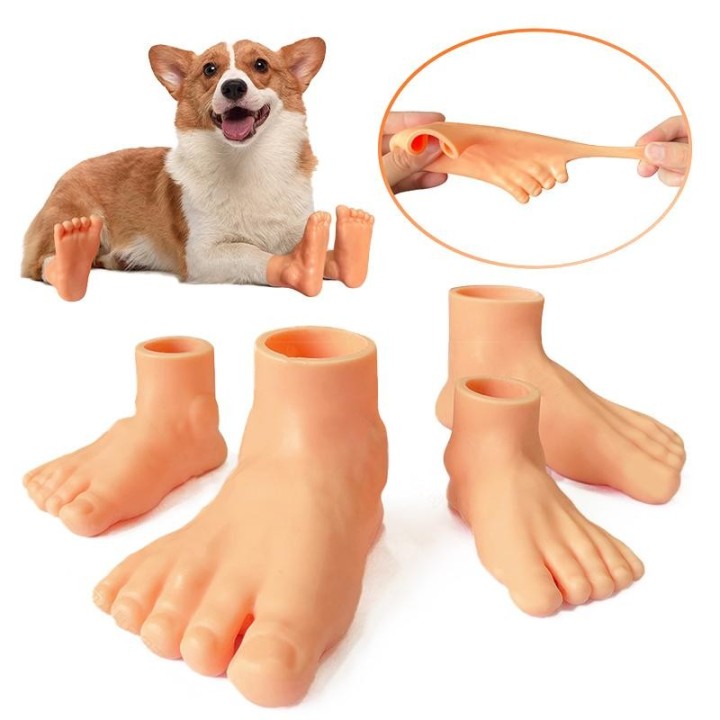 1 Paar kreative süße kleine Füße Puppe lustige kleine Füße Finger Neuheit Hund Teaser Spielzeug simulierte Füße Haustier