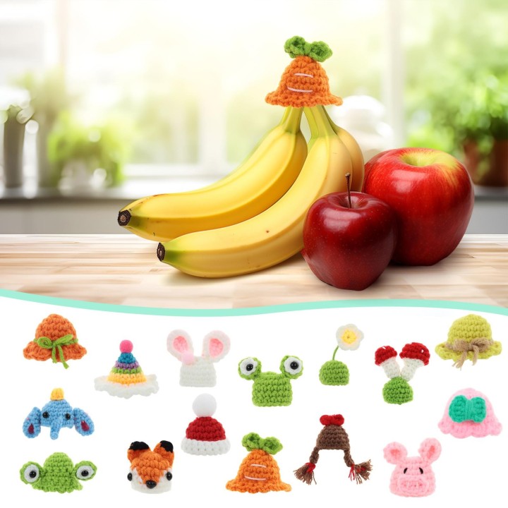 Party-Kleidungszubehör Mini-Hamsterhüte mit verstellbarem Riemen Gestrickte Meerschweinchenhüte Style M