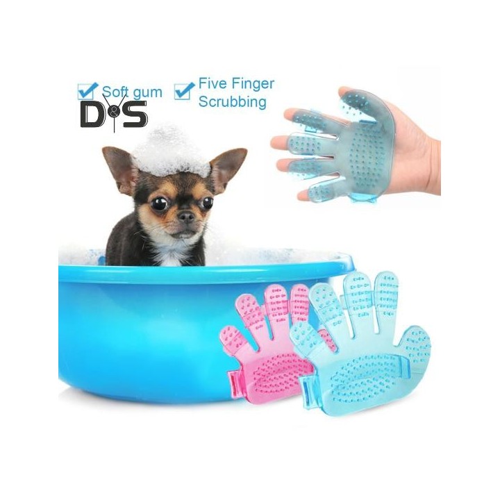 2 Stück Hundebademassagebürste, verstellbares Design, exquisite, gratfreie Fünf-Finger-Shampoo-Beruhigungsbürste, Reinigungsz