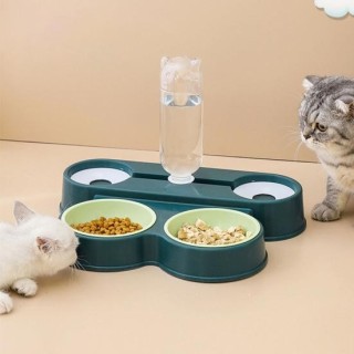 Automatischer Wasserspender für Haustiere mit umkippsicheren Doppelnäpfen, kein Verschütten, perfekt für Hunde- und Katzenzub