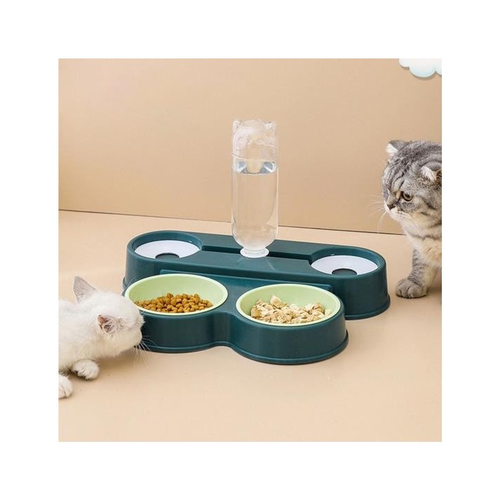 Automatischer Wasserspender für Haustiere mit umkippsicheren Doppelnäpfen, kein Verschütten, perfekt für Hunde- und Katzenzub
