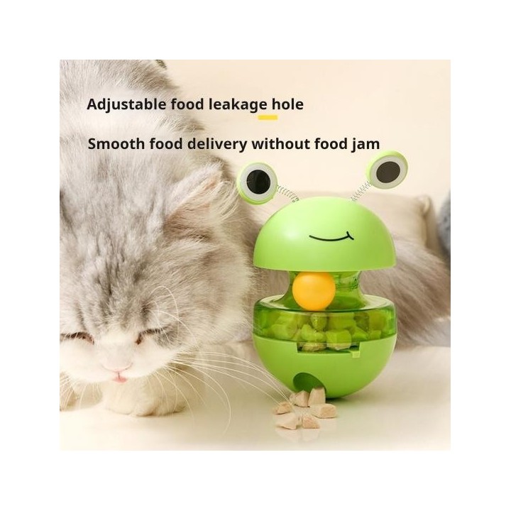 Katzenballspielzeug, langsamer Futterspender, Leckerli-Ball, Katzen-Puzzle-Spender, interaktiver Tumble-Spill-Trainingsball i