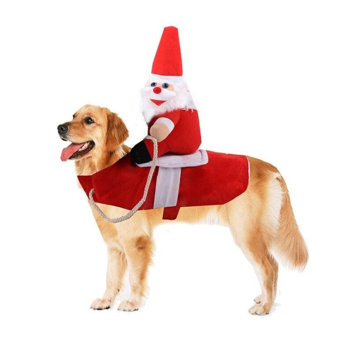 Weihnachts-Haustierkostüm, Hundekleidung für große Hunde, Welpen, lustige Weihnachtsmann-Cowboy-Kleidung für Katzen S blau