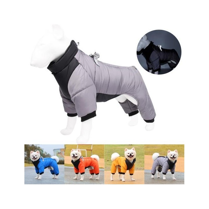 MCG Hundejacke, winddicht, hält warm, reflektierend, für Welpen, Hunde, Outdoor, vierbeiniger Mantel, Haustierkleidung 3XL bl