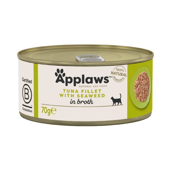 Sparpaket Applaws in Brühe 24 x 70 g - Thunfischfilet & Seetang