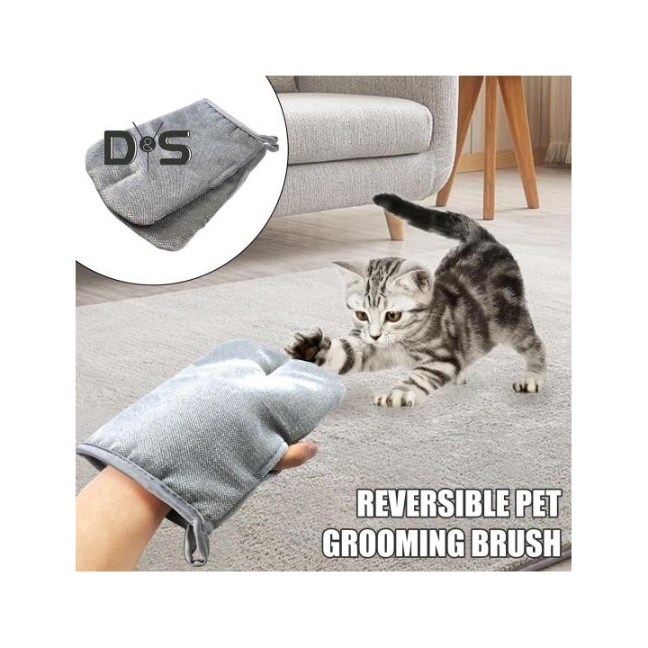 Fellpflege-Handschuhe für Haustiere, doppelseitige Massagehandschuhe zur Entfernung statischer Elektrizität, Tierhaar-Enthaar