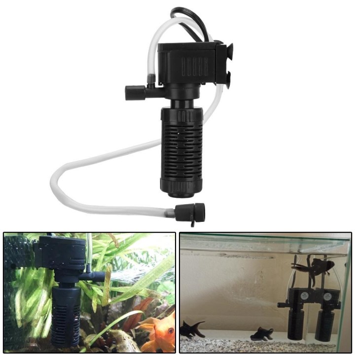 Wasserreiniger für Aquarien, Sauerstoffanreicherung, Tauchfiltration, 3-in-1-Filter, Aquarium-Zubehör, Mini-Aquariumfilter EU