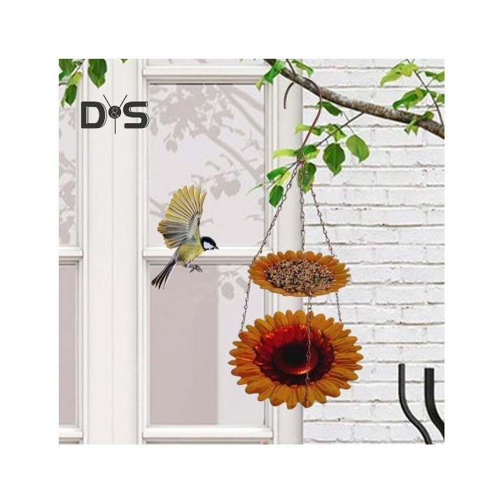 Bienenfutterspender, Schmetterlingsbadeschale, doppellagiges Design, sonnenblumenförmig, hängender Bienentrinkbecher, Schmett