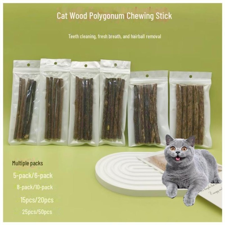 Tianjiao Holz-Katzenbeißspielzeug: Kaustangen & Reinigungssnacks
