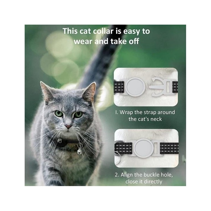 Katzen-Tracker-Halsband mit reflektierenden Streifen, wasserdicht, verstellbar, Sicherheitshalsband für Haustiere, Katzen-Ort
