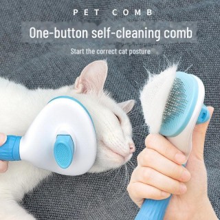 Selbstreinigender Nadelkamm: Lose Haare von Katzen und Hunden mühelos entfernen Plastic Handle - OPP Bag rosa