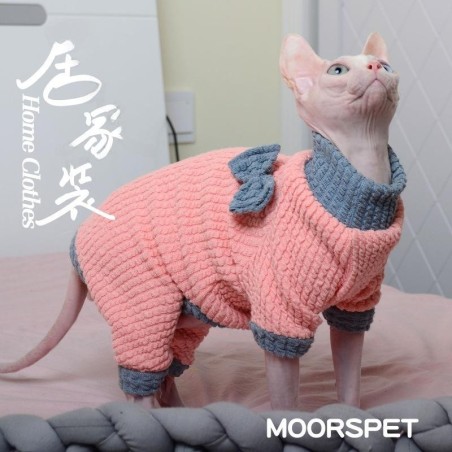 MOORSPET Hochelastischer Sphynx-Katzen-Overall – Vierbeiniges Kätzchen-Outfit für haarlose Katzen XL
