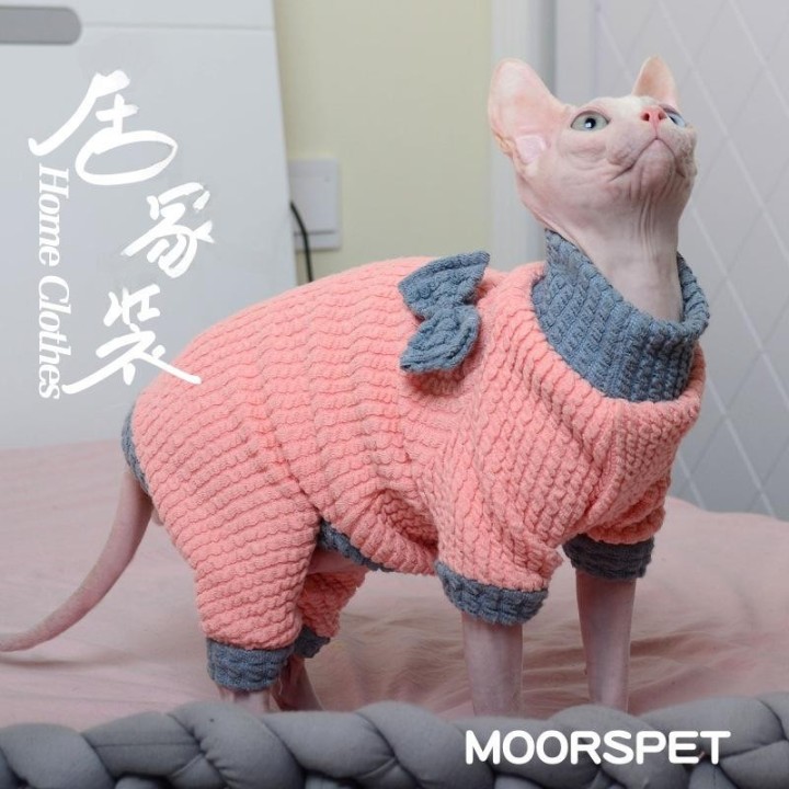MOORSPET Hochelastischer Sphynx-Katzen-Overall – Vierbeiniges Kätzchen-Outfit für haarlose Katzen XL
