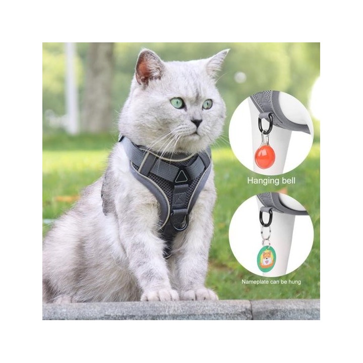 Katzengeschirr und Leine, reflektierende Streifen, Jacke, atmungsaktiv, verstellbar, Weste, ausbruchsicher M see-blaue