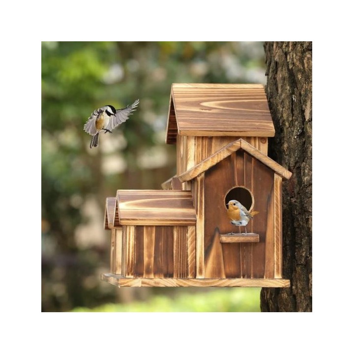 Vogelhaus, 6 Löcher, großer Raum, glatte Oberfläche, hohe Simulation, kein Geruch, Unterschlupf, lichtbeständig, handgefertig