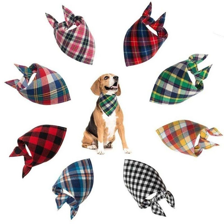 Design Triangular Bibs Plaid Lattice Pet Supplies saliva towel Dog Collar Neckerchief Neck Scarf C