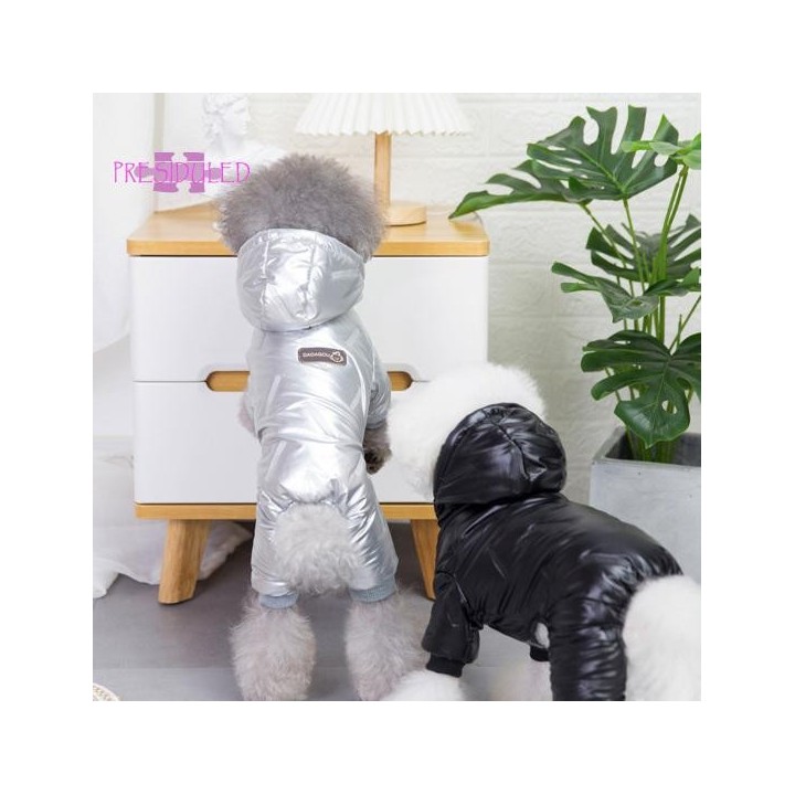 Hundezubehör, Haustier-Overalls, einfarbige Textur, Fleece-Kapuzenmantel für Hunde 2XL schwarz