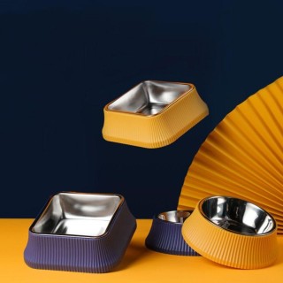 with Non-Slip Pad Pet Food Dispenser Bowls Stainless Steel Pet Feeding Basin Cat Bowl  Dogs Cats Style 4