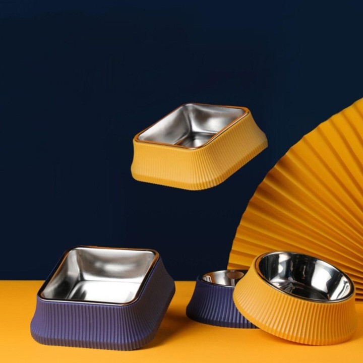 with Non-Slip Pad Pet Food Dispenser Bowls Stainless Steel Pet Feeding Basin Cat Bowl  Dogs Cats Style 4