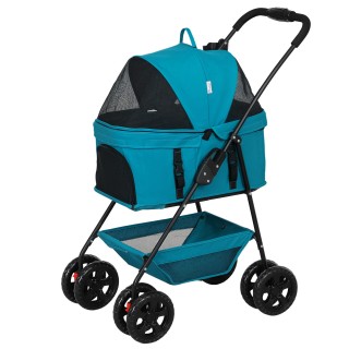PawHut Hundewagen 3 in 1 Hundebuggy Faltbar Hundebox, klappbar Transporttasche mit Getränkehalter, Hunde Buggy, Katzenwagen m