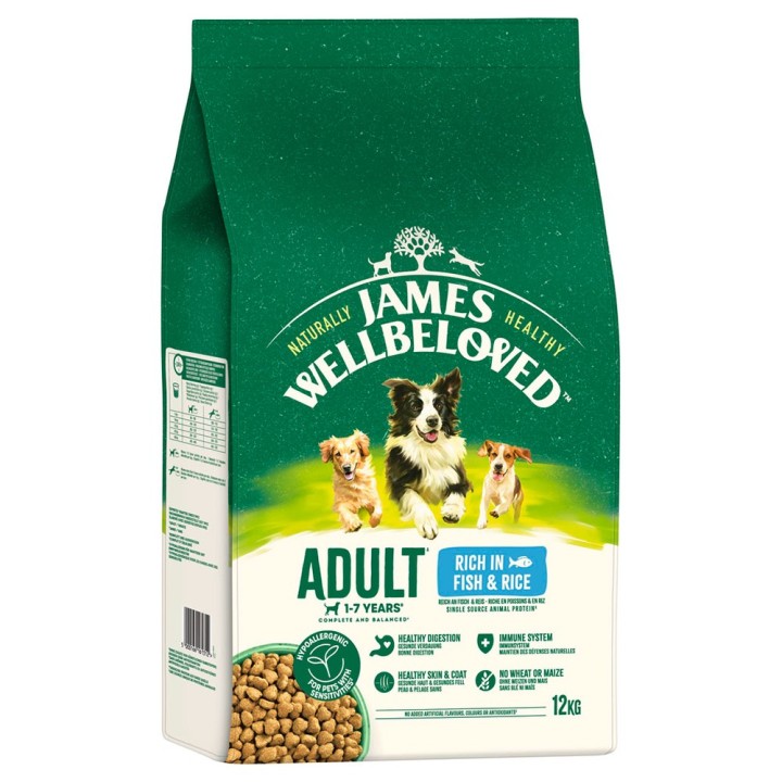 James Wellbeloved Adult Dog Hypoallergenic Fisch & Reis - 12 kg