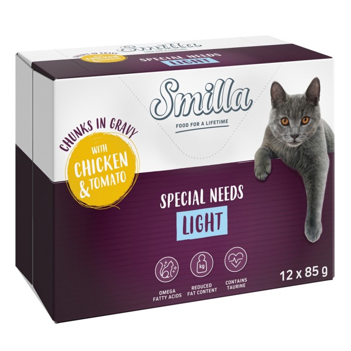 Smilla Frischebeutel Adult Light Häppchen in Sauce mit Gemüse - Huhn und Tomate (12 x 85 g)
