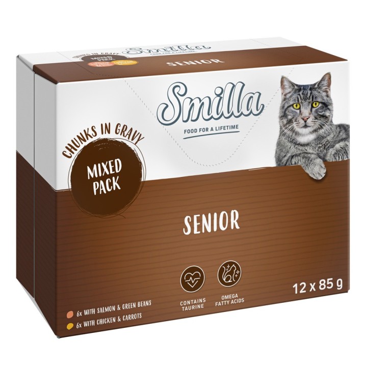 Smilla Frischebeutel Senior Häppchen in Sauce mit Gemüse - Mixpaket (12 x 85 g)
