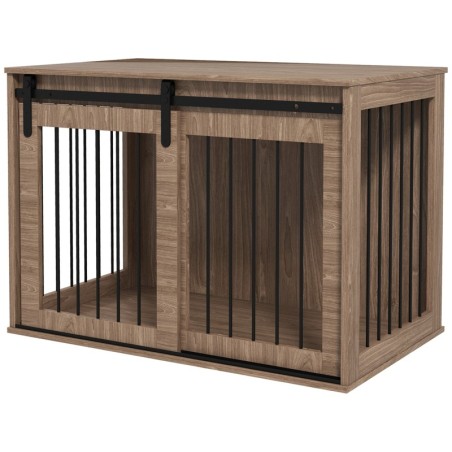 PawHut Hundebox als Möbelstück, Belastbarkeit 50 kg, Hundebox große Hunde, Hundebox mit Schiebetür, Braun   Aosom.de