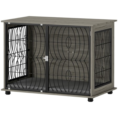 PawHut Hundekäfig für Zuhause, Hundehütte, Indoor Haustierkäfig mit Kissen, Hundehaus mit Fenster, Hundebox für große Hunde,