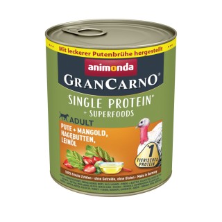 animonda GranCarno Adult Superfoods 6 x 800 g - Pute + Mangold, Hagebutten, Leinöl