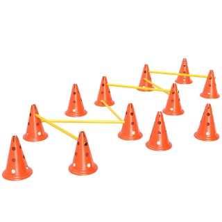 PawHut Agility Set Hunde 6-teiliges Agility-Ausrüstung für Hundetraining Steckhürdenset mit 12 Kegel 6 höhenverstellbar Hürde